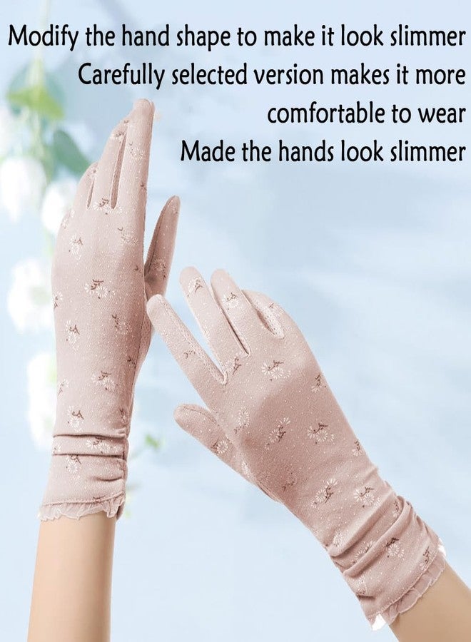 Wnddle Women Driving Gloves, Women UV Sun Protection Gloves, Touch Screen Non Slip Thin Breathable Lace Glove, for Driving, Outdoor Cycling (Pink) - Image 4